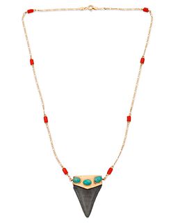 An Ivana Cella shark tooth and gem-set necklace