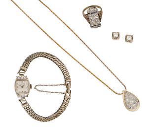A group of diamond jewelry