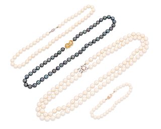 A group of cultured pearl jewelry