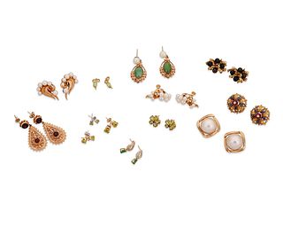 A group of gem-set earrings