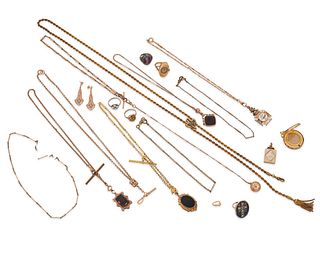 A large group of gold-filled Victorian jewelry