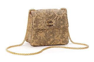 Chanel Gold Brocade Mini Flap Evening Bag