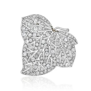 Art Deco Diamond Leaf Brooch