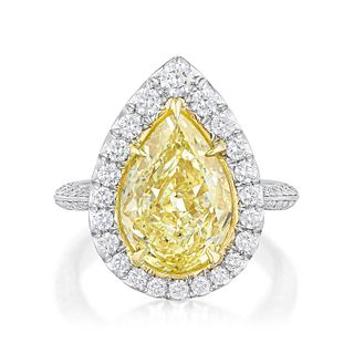 5.02-Carat Fancy Intense Yellow Diamond and Diamond Ring, GIA Certified