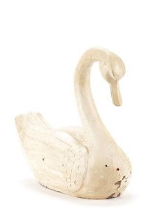 Substantial Painted and Carved Wood Swan