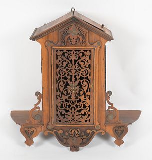 Moorish Fret Carved Hanging Cupboard