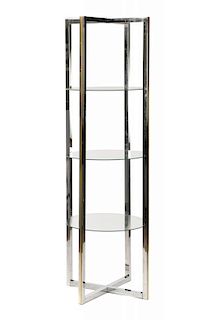 Hollywood Regency Chrome & Glass Tiered Etagere