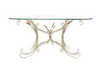 Hollywood Regency Style Wheat Glass Top Console