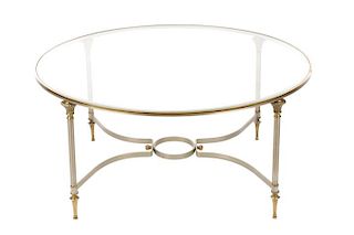 Hollywood Regency Style Glass Top Coffee Table