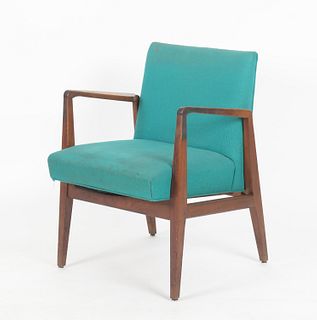 Jens Risom Walnut Open Arm Lounge Chair, Circa 1950