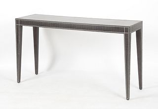 Modern Studded Leather Covered Console Table