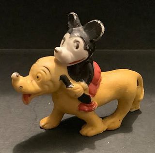 WALT DISNEY Figurine "Mickey Mouse" "Pluto" Figurine 1930s Japan