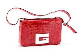 Gucci Patent Red Crocodile Leather Handbag