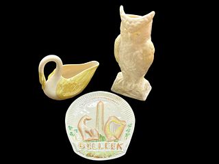 3 Belleek Porcelains With Animal Themes