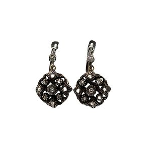 Low Gold & Silver antique Earrings with Diamonds