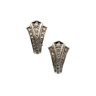 Art Deco 14k Gold Earrings with Diamonds