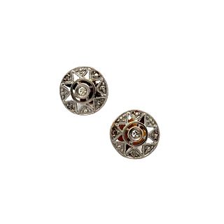 Deco 18k Gold Studs Earrings with Diamonds