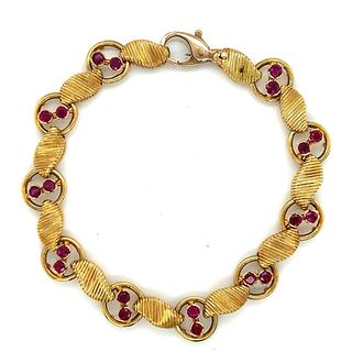 18K Yellow Gold Burma Ruby Bracelet