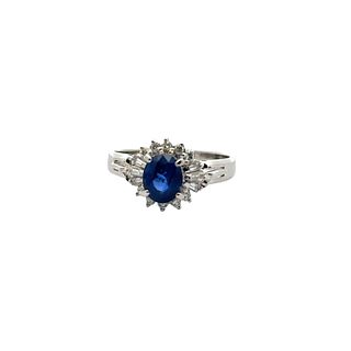 Platinum Ring with Sapphire & Diamonds