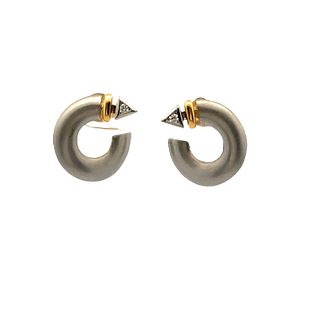Platinum & 18k Gold Diamonds Earrings