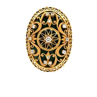 Antique Art nouvau 18k Gold Ring with Diamonds & opal