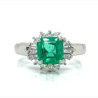Platinum 1.16 Ct. Colombian Emerald & Diamond Ring