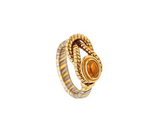 Cartier Tubogas Hercules Knot Ring In Stainless & 18K Gold With Citrine