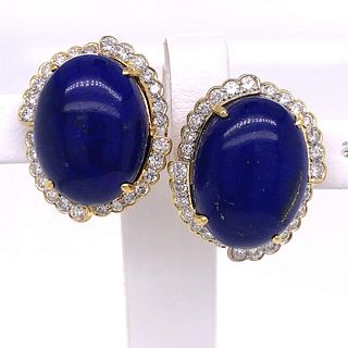 Lapis Lazuli Diamond Earrings