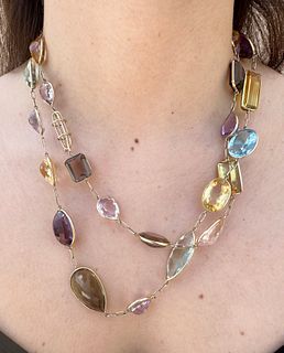 Multicolor gemstones Necklace in 18k Gold