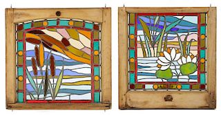 Group of 2 Marsh Theme Stained Glass Windows