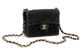 Chanel Black Suede Mini Classic Square Flap Bag