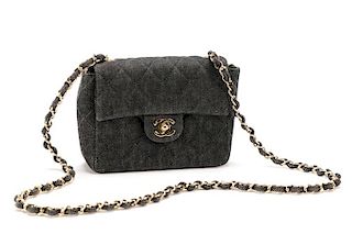 Chanel Quilted Denim Mini Classic Square Flap Bag