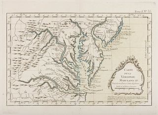 JACQUES NICOLAS BELLIN (FRENCH, 1703-1772) MAP OF VIRGINIA AND MARYLAND