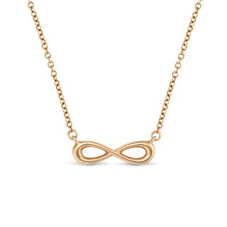 TIFFANY & CO., AN INFINITY PENDANT NECKLACE in 18ct gold, comprising an infinity motif on a trace...