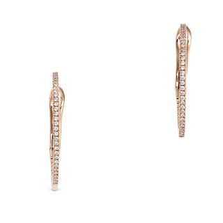 A PAIR OF DIAMOND HOOP EARRINGS in 18ct rose gold, each designed as a hoop set with a row of roun...