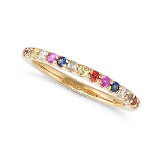 A MULTIGEM HALF ETERNITY RING in 18ct white gold, set with a row of round brilliant cut diamonds,...