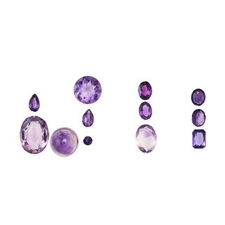 NO RESERVE - A COLLECTION OF UNMOUNTED AMETHYSTS AND PURPLE GEMSTONES comprising amethysts, two p...