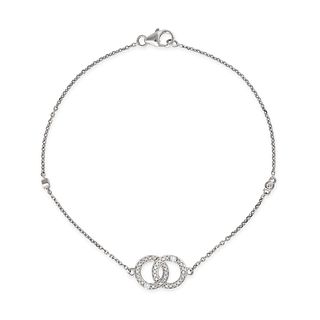 AN INTERLOCKED CIRCLES DIAMOND BRACELET in 9ct and 14ct white gold, set with round brilliant cut ...