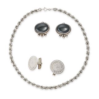 NO RESERVE - AN ASSORTED LOT OF SILVER JEWELLERY including an Italian silver necklace comprising ...