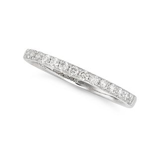 A HALF ETERNITY DIAMOND RING in platinum, set with a row of round brilliant cut diamonds, full Br...