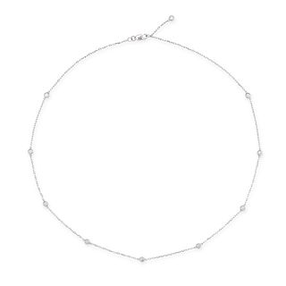 A DIAMOND TRACE CHAIN NECKLACE in 18ct white gold, set with round brilliant cut diamonds on a tra...