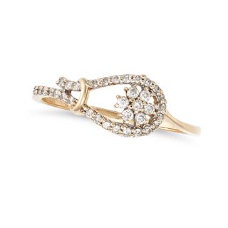 A DIAMOND DRESS RING in 18ct yellow gold, set with a floral cluster of round brilliant cut diamon...