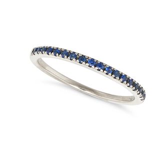 A SAPPHIRE HALF ETERNITY RING in 18ct white gold, comprising a row of round cut sapphires, signed...