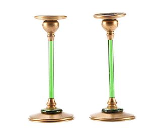 Pair of Louis C. Tiffany Furnaces Candlesticks