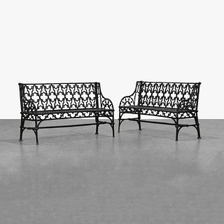 Contemporary Gothic Style Iron Benches