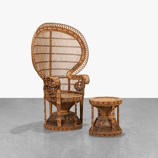 Rattan Peacock Chair & Ottoman