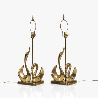 Brass Swan Lamps
