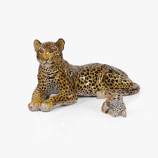 Italian Terracotta Leopard & Cub