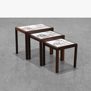 Rosewood Tile Top Nesting Tables