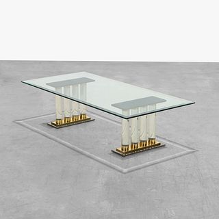 Karl Springer Style - Lucite & Brass Coffee Table
